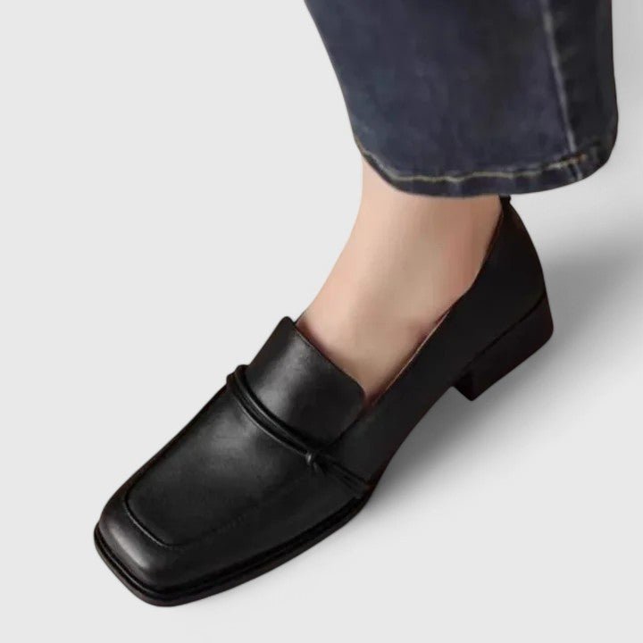 Mila | Black Block-Heel Loafers