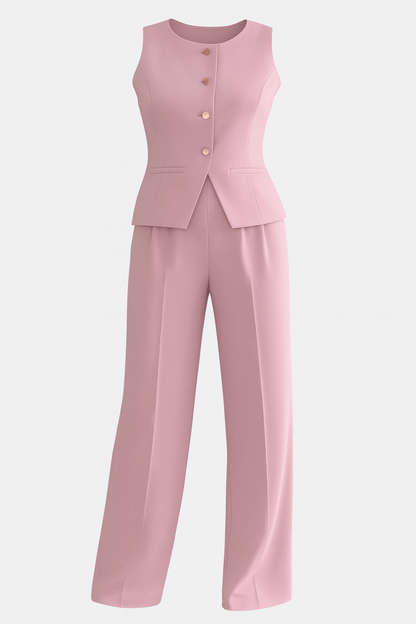 Millicent | Sleeveless Waistcoat & Wide-Leg Trouser Set