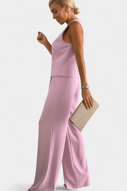Millicent | Sleeveless Waistcoat & Wide-Leg Trouser Set