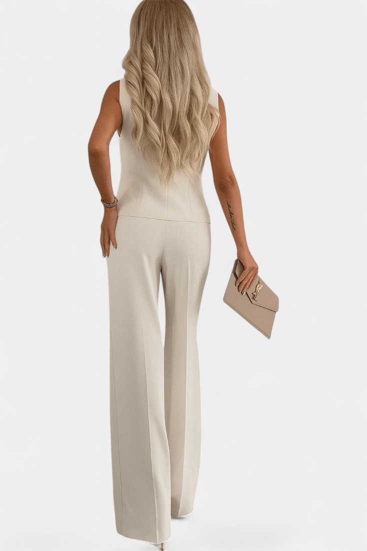 Millicent | Sleeveless Waistcoat & Wide-Leg Trouser Set