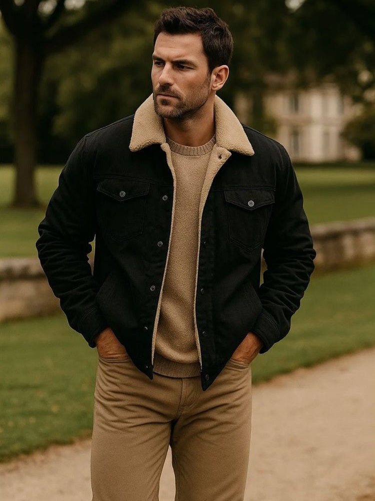 Miles | Black Sherpa-Lined Jacket