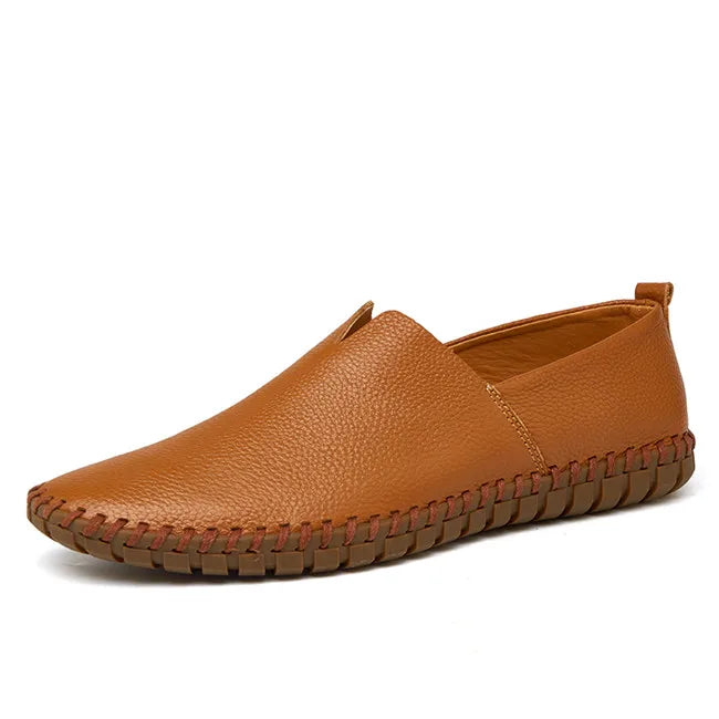 Derek | Navy Leather Slip-On Loafers