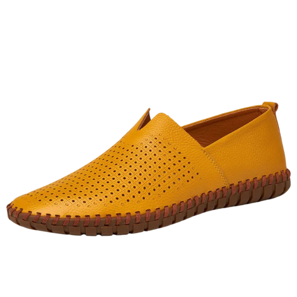 Derek | Navy Leather Slip-On Loafers