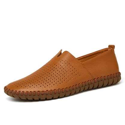 Derek | Navy Leather Slip-On Loafers