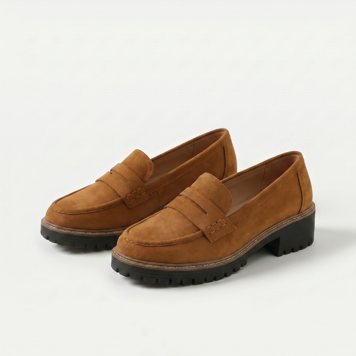 Nadia | Suede-Look Penny Loafers