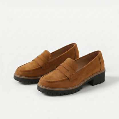 Nadia | Suede-Look Penny Loafers