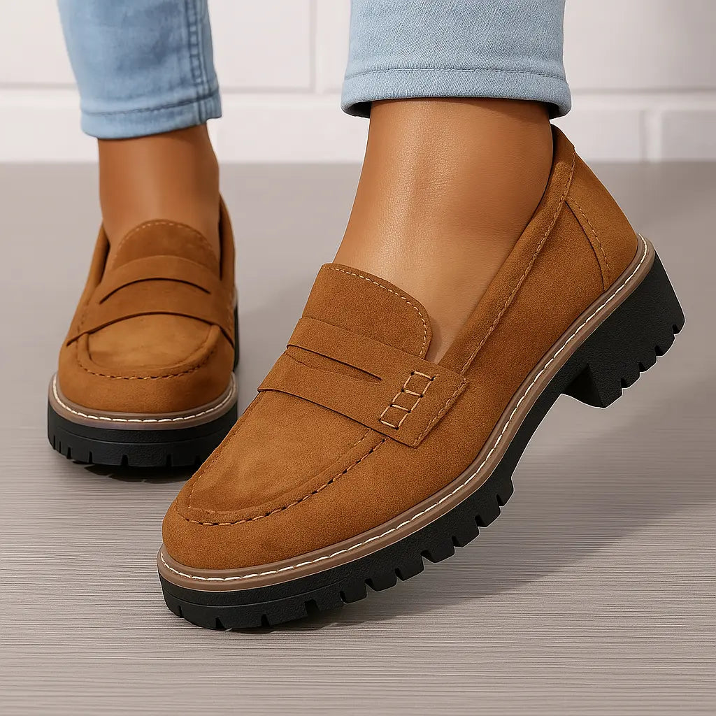 Nadia | Suede-Look Penny Loafers