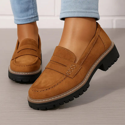Nadia | Suede-Look Penny Loafers