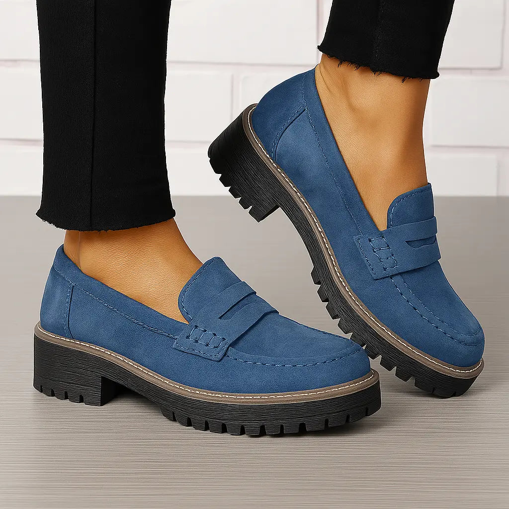 Nadia | Suede-Look Penny Loafers