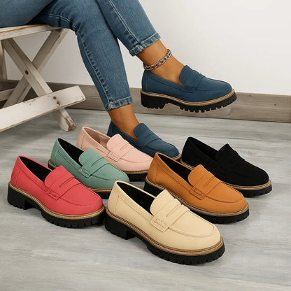 Nadia | Suede-Look Penny Loafers