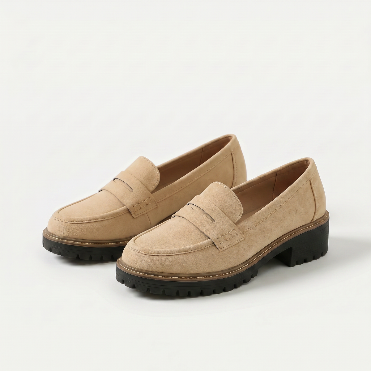Nadia | Suede-Look Penny Loafers