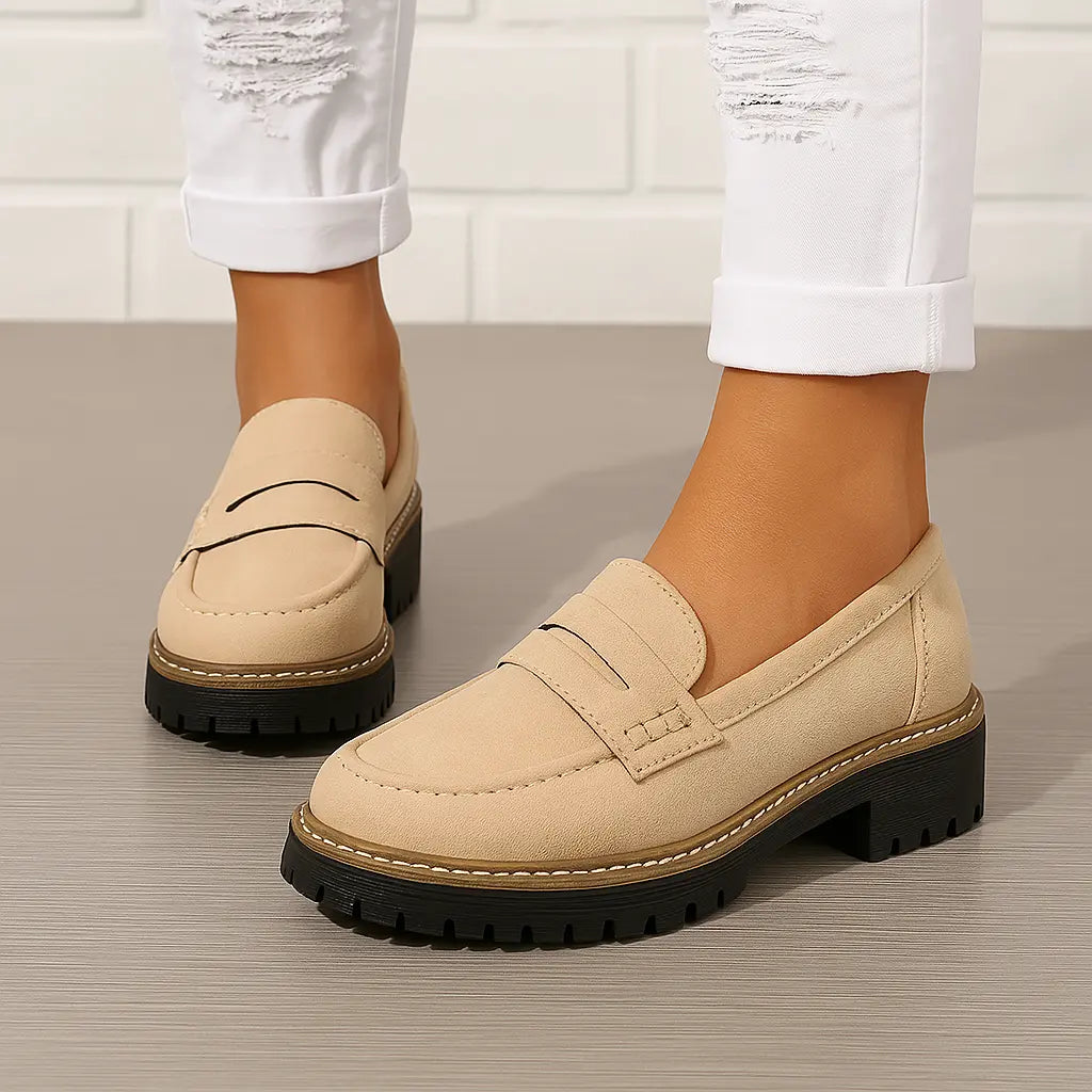 Nadia | Suede-Look Penny Loafers