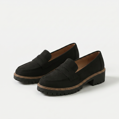 Nadia | Suede-Look Penny Loafers