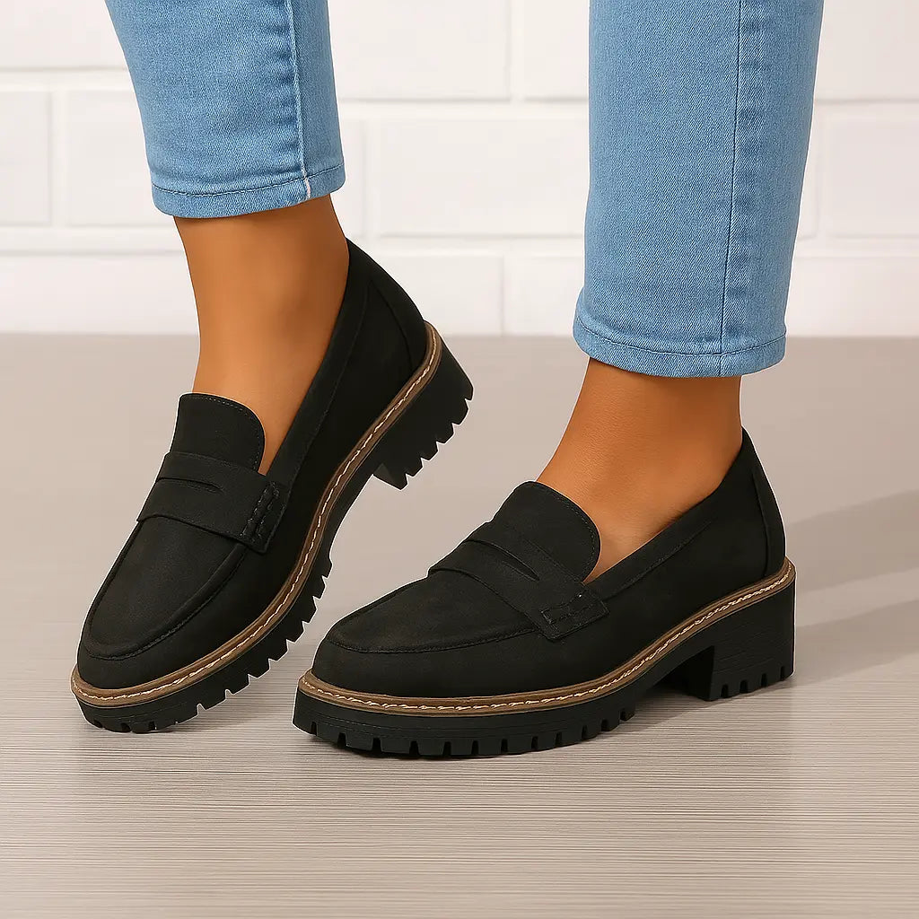 Nadia | Suede-Look Penny Loafers