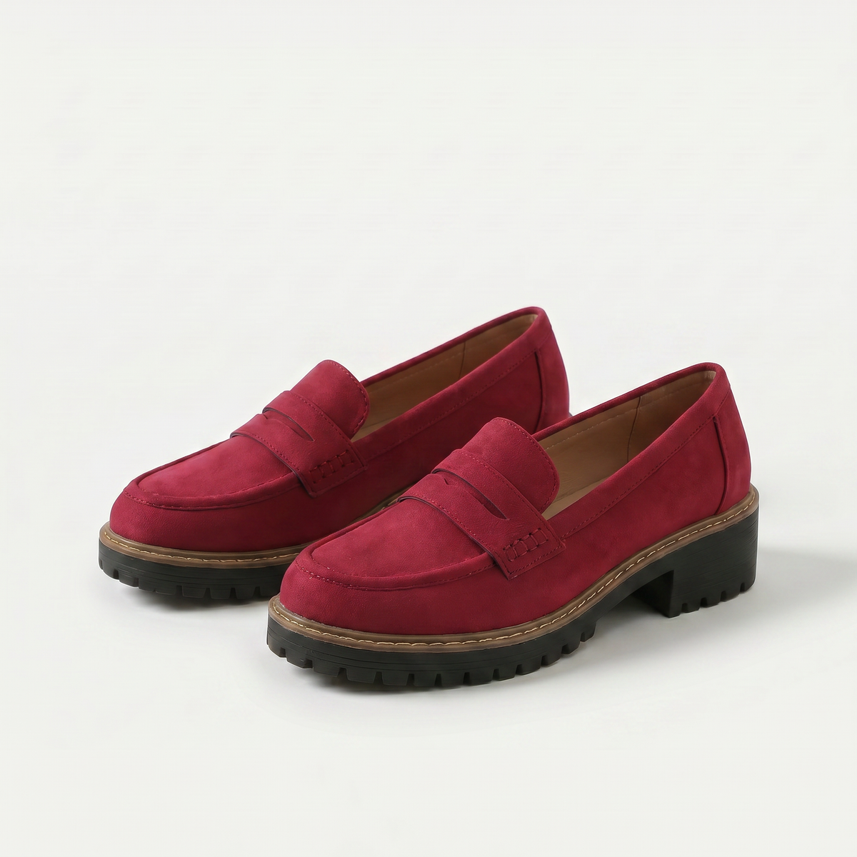 Nadia | Suede-Look Penny Loafers