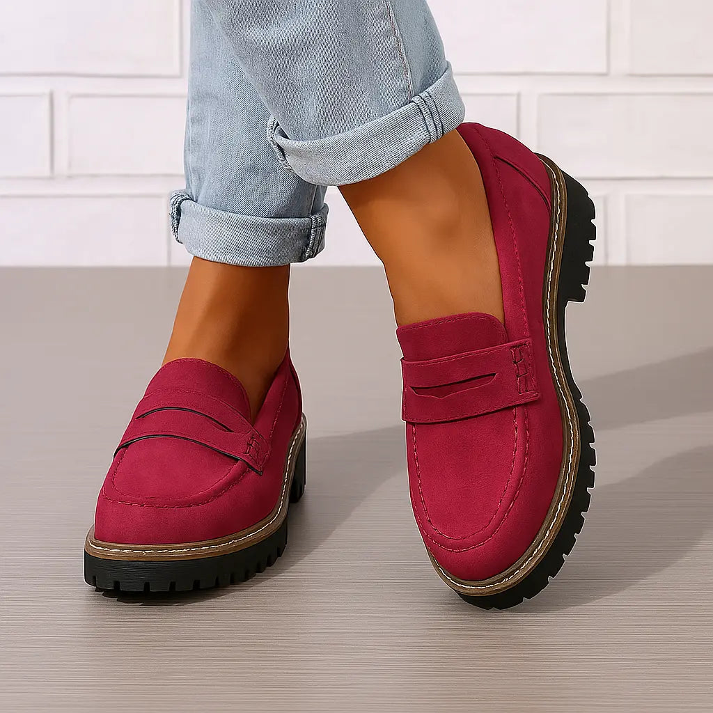 Nadia | Suede-Look Penny Loafers