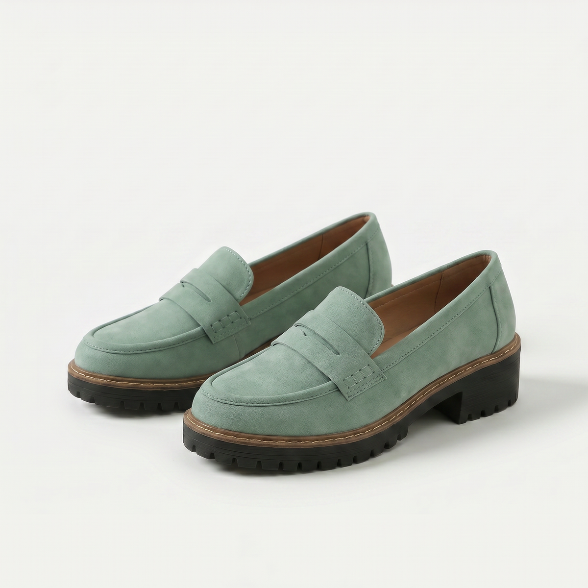Nadia | Suede-Look Penny Loafers