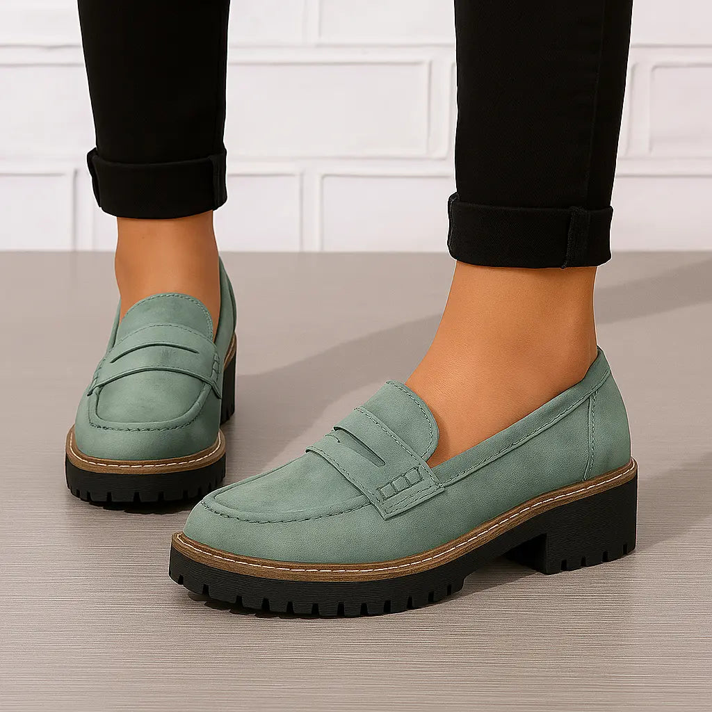Nadia | Suede-Look Penny Loafers