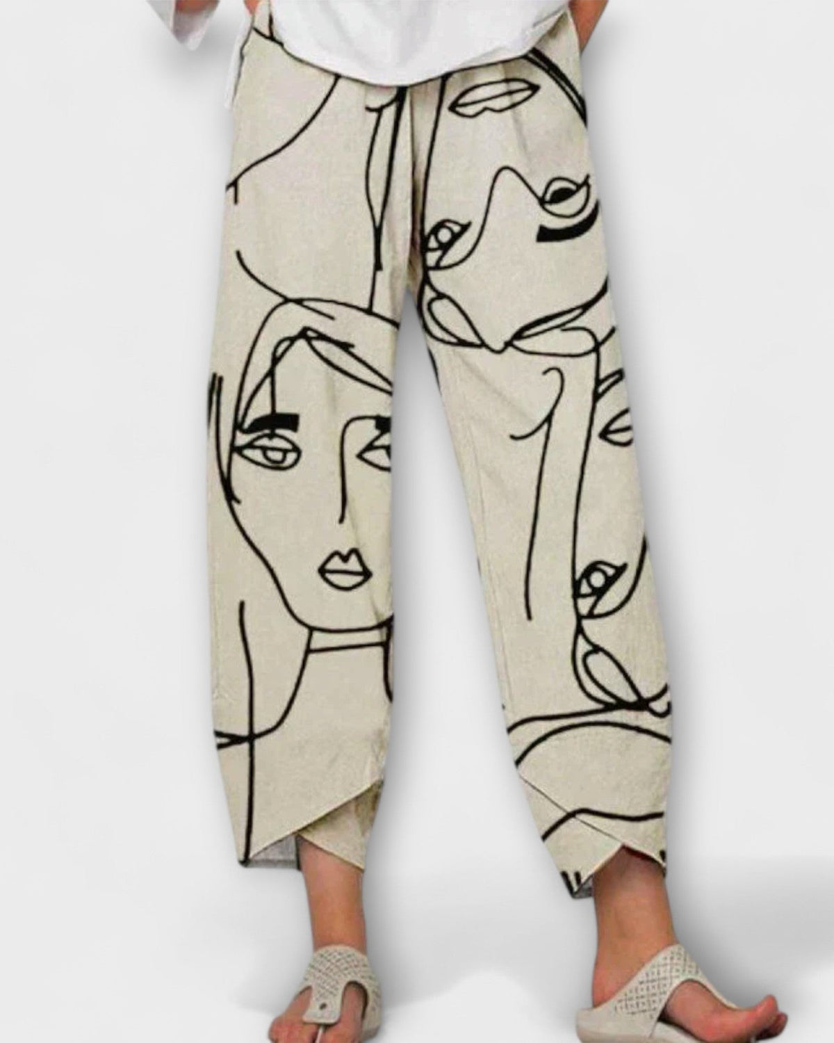 Nia | Abstract Face Print Trousers