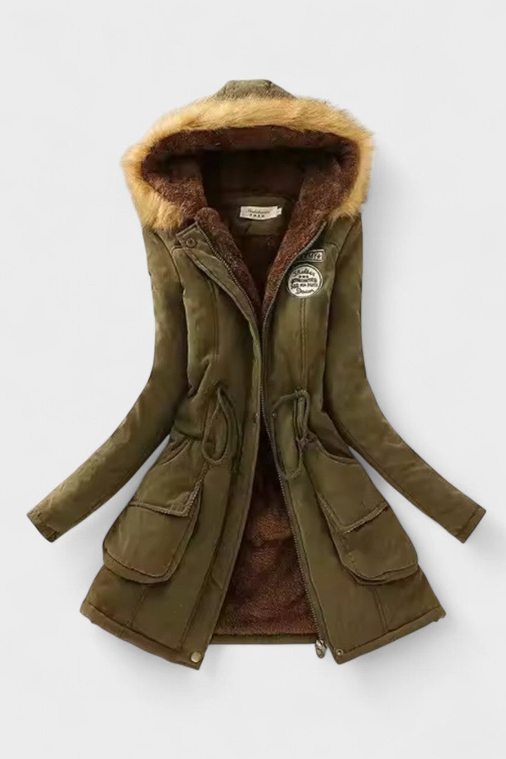 Nadine | Olive Hooded Parka Jacket