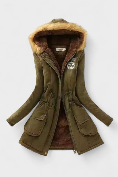 Nadine | Olive Hooded Parka Jacket