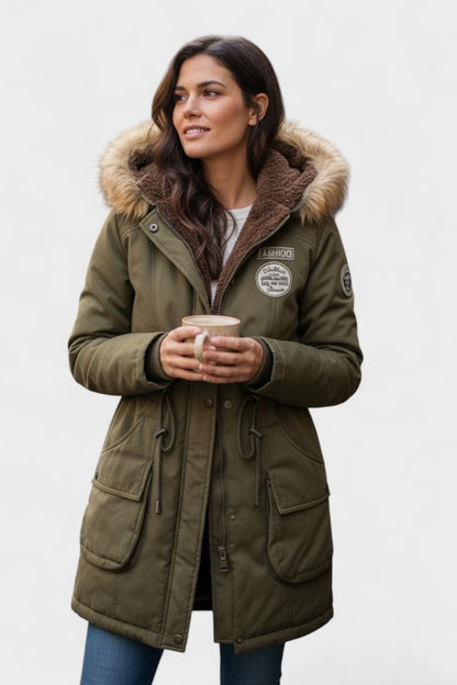 Nadine | Olive Hooded Parka Jacket