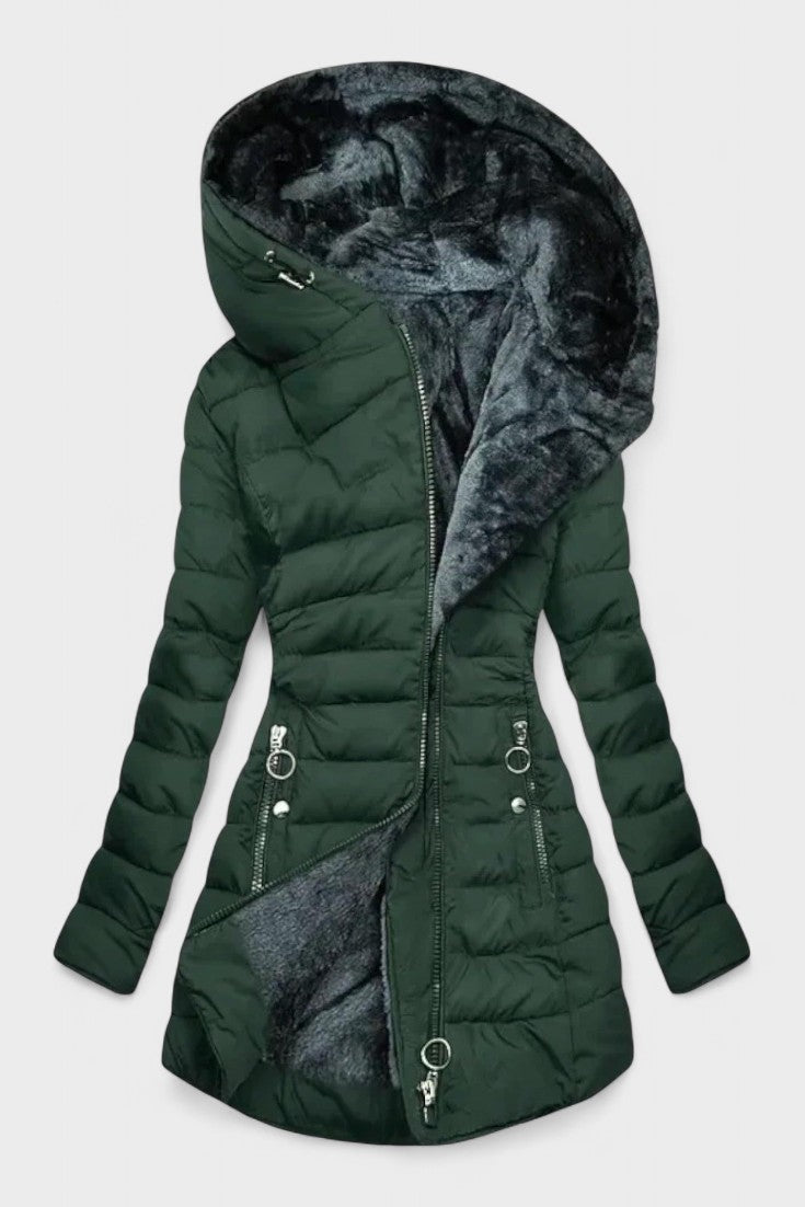 Nadine | Olive Faux-Fur Trim Parka