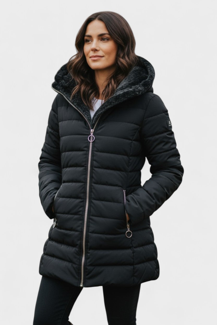 Nadine | Olive Faux-Fur Trim Parka