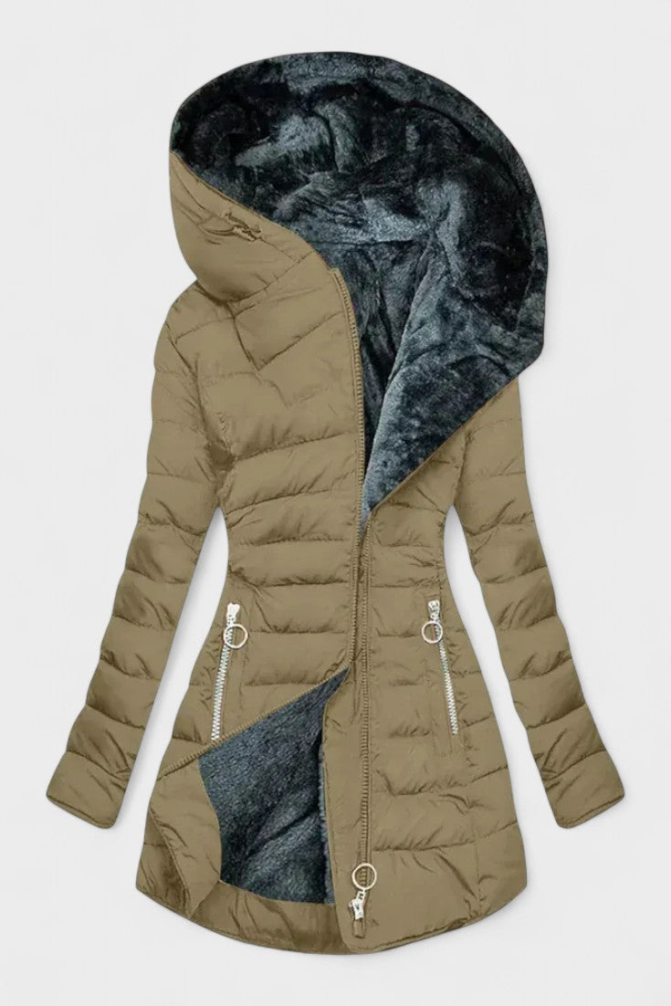 Nadine | Olive Faux-Fur Trim Parka