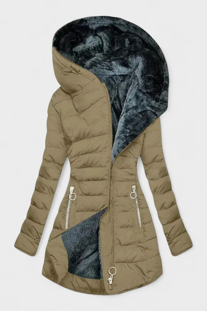 Nadine | Olive Faux-Fur Trim Parka
