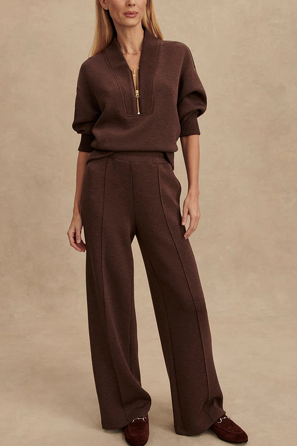 Nellie | Zip-Neck Knit Top & Trouser Set