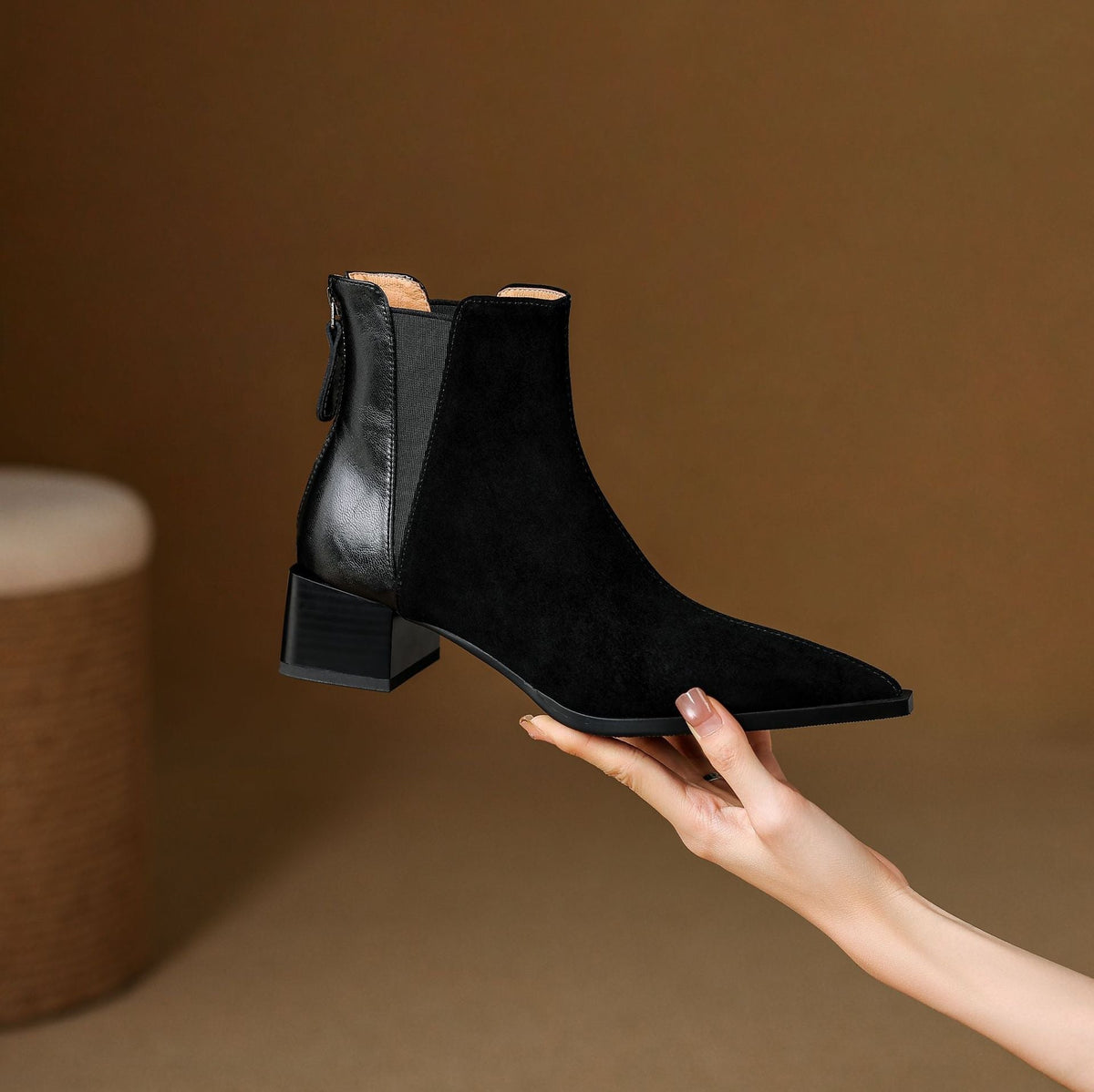 Nellie | Brown Suede-Look Ankle Boots