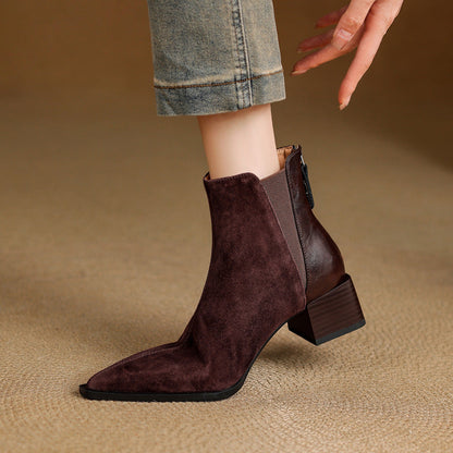 Nellie | Brown Suede-Look Ankle Boots