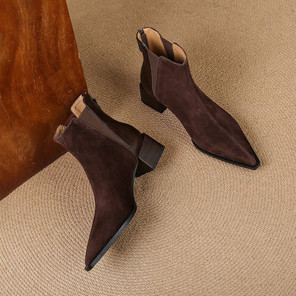 Nellie | Brown Suede-Look Ankle Boots