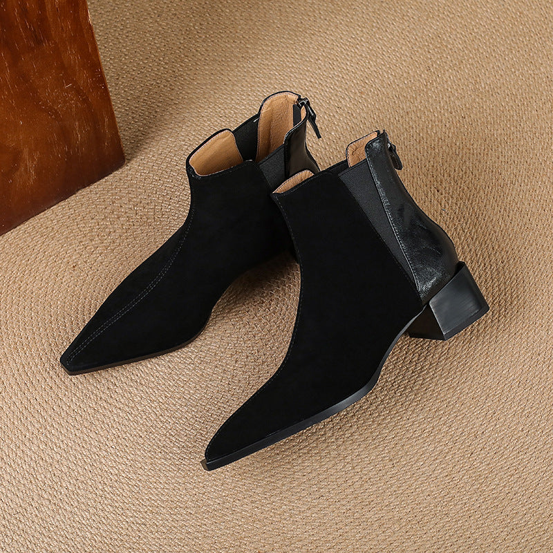 Nellie | Brown Suede-Look Ankle Boots