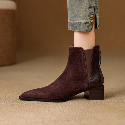 Nellie | Brown Suede-Look Ankle Boots
