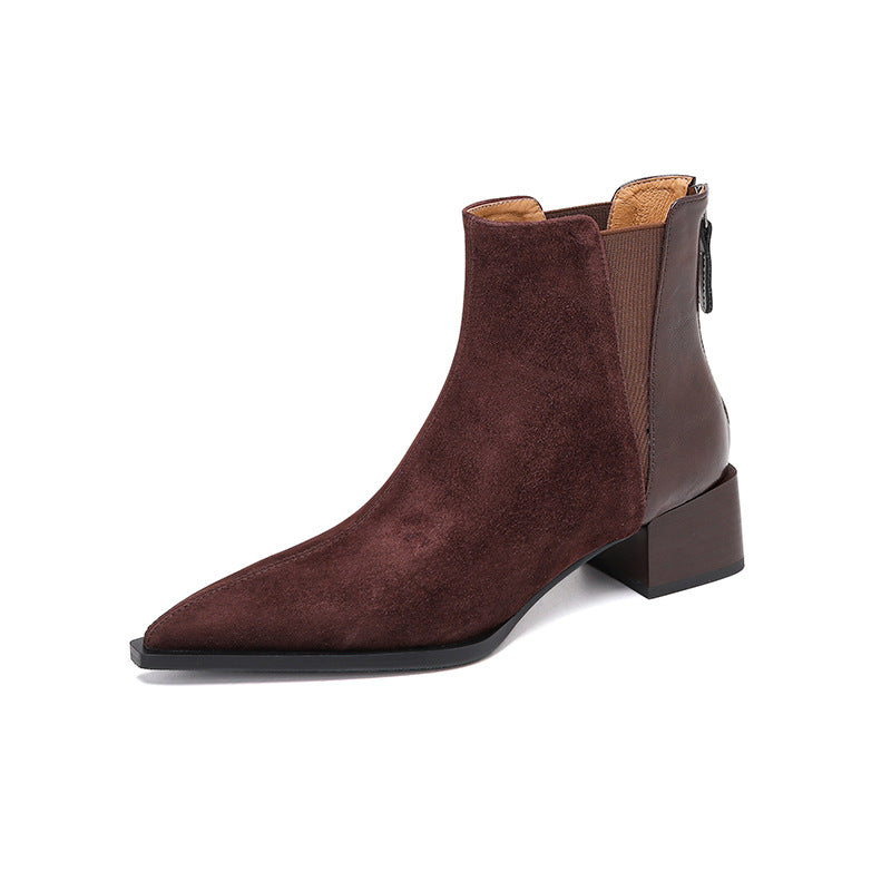 Nellie | Brown Suede-Look Ankle Boots