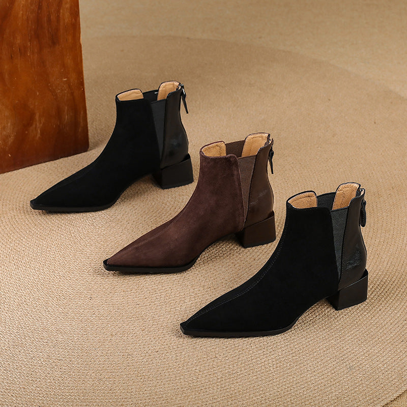 Nellie | Brown Suede-Look Ankle Boots