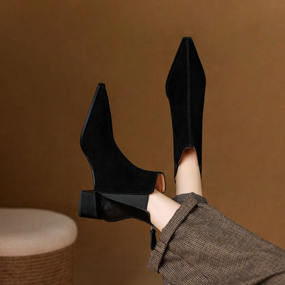 Nellie | Brown Suede-Look Ankle Boots
