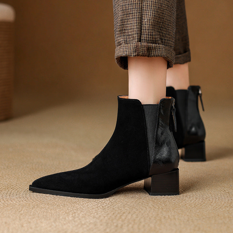 Nellie | Brown Suede-Look Ankle Boots