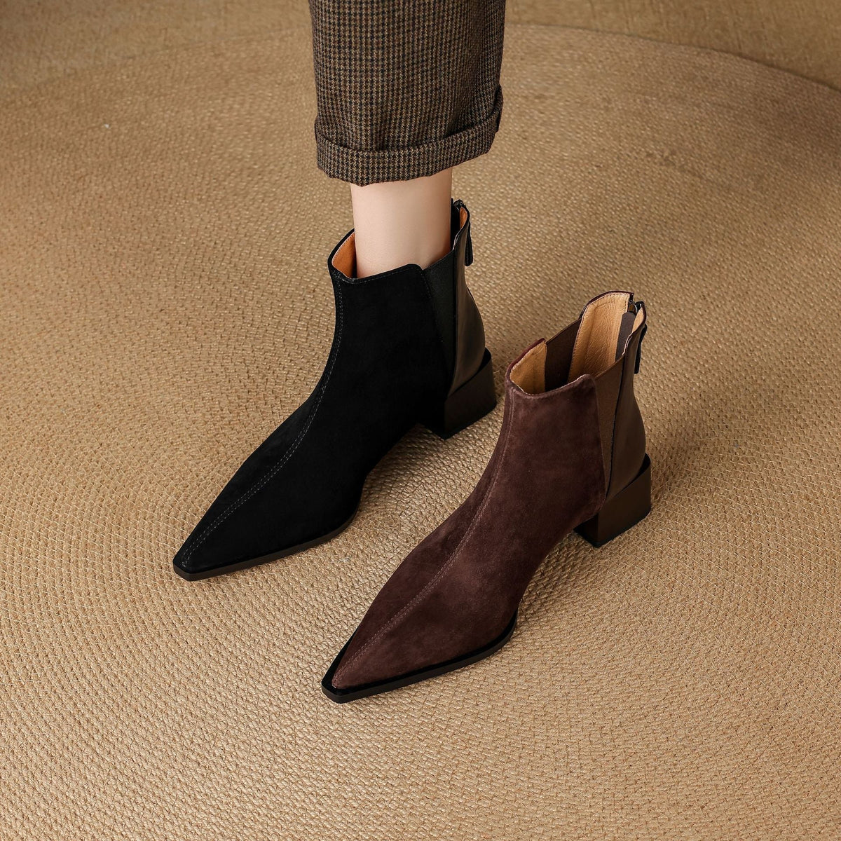 Nellie | Brown Suede-Look Ankle Boots