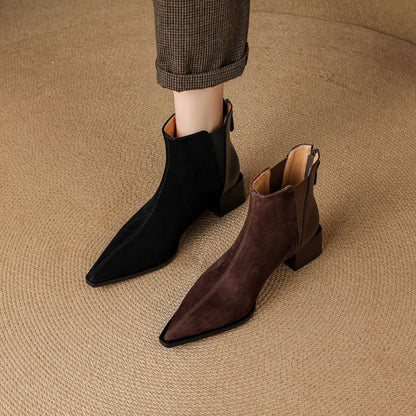 Nellie | Brown Suede-Look Ankle Boots
