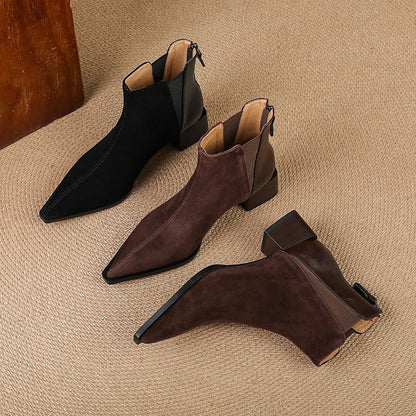 Nellie | Brown Suede-Look Ankle Boots