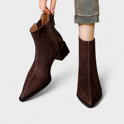 Nellie | Brown Suede-Look Ankle Boots