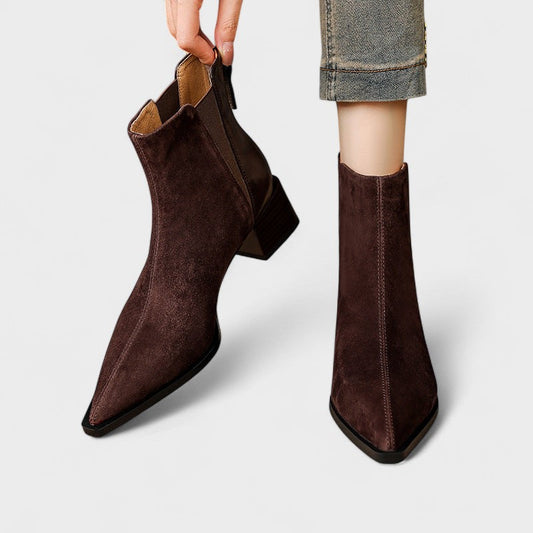 Nellie | Brown Suede-Look Ankle Boots