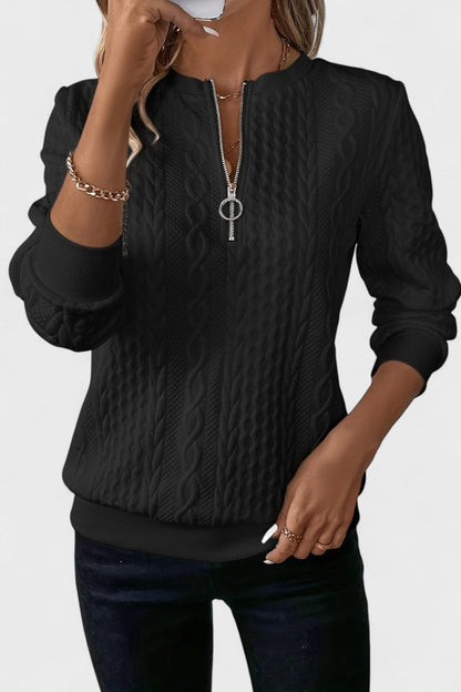 Nellie | Pink Cable-Knit Half-Zip Jumper