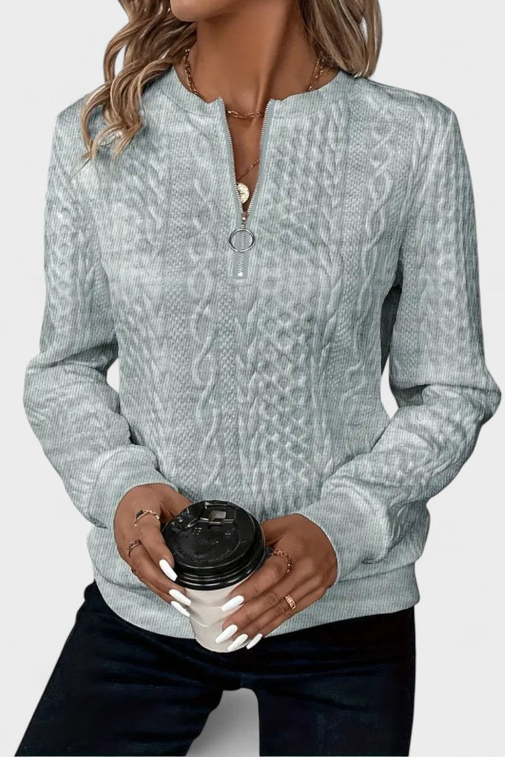 Nellie | Pink Cable-Knit Half-Zip Jumper