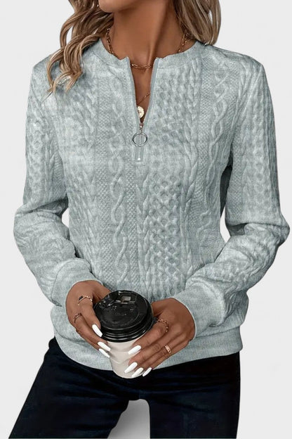 Nellie | Pink Cable-Knit Half-Zip Jumper