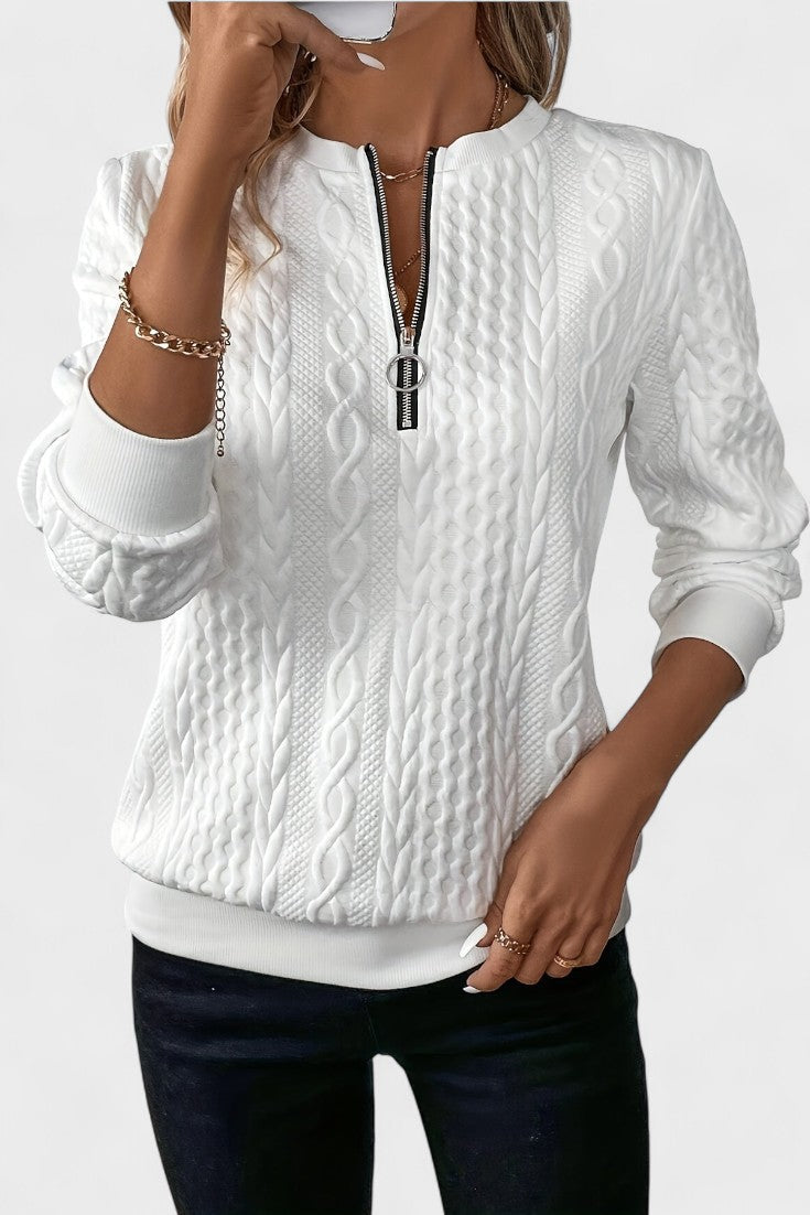 Nellie | Pink Cable-Knit Half-Zip Jumper