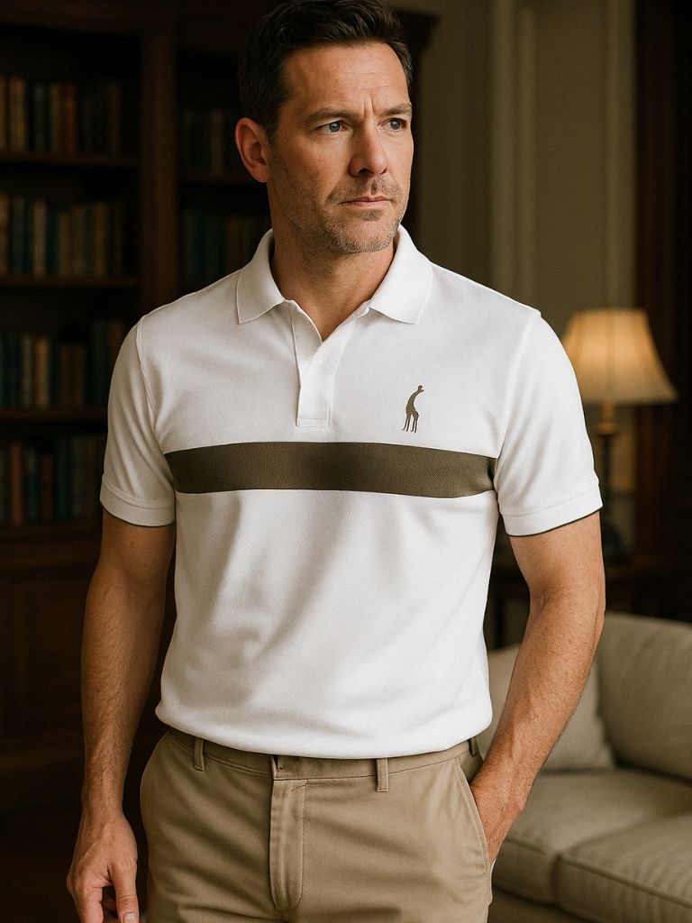 Nicholas | White Contrast-Stripe Polo